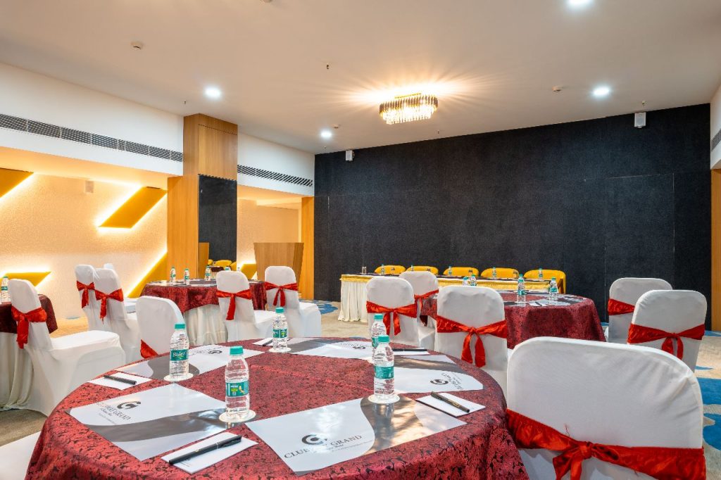 Grand banquet hall with stylish interiors